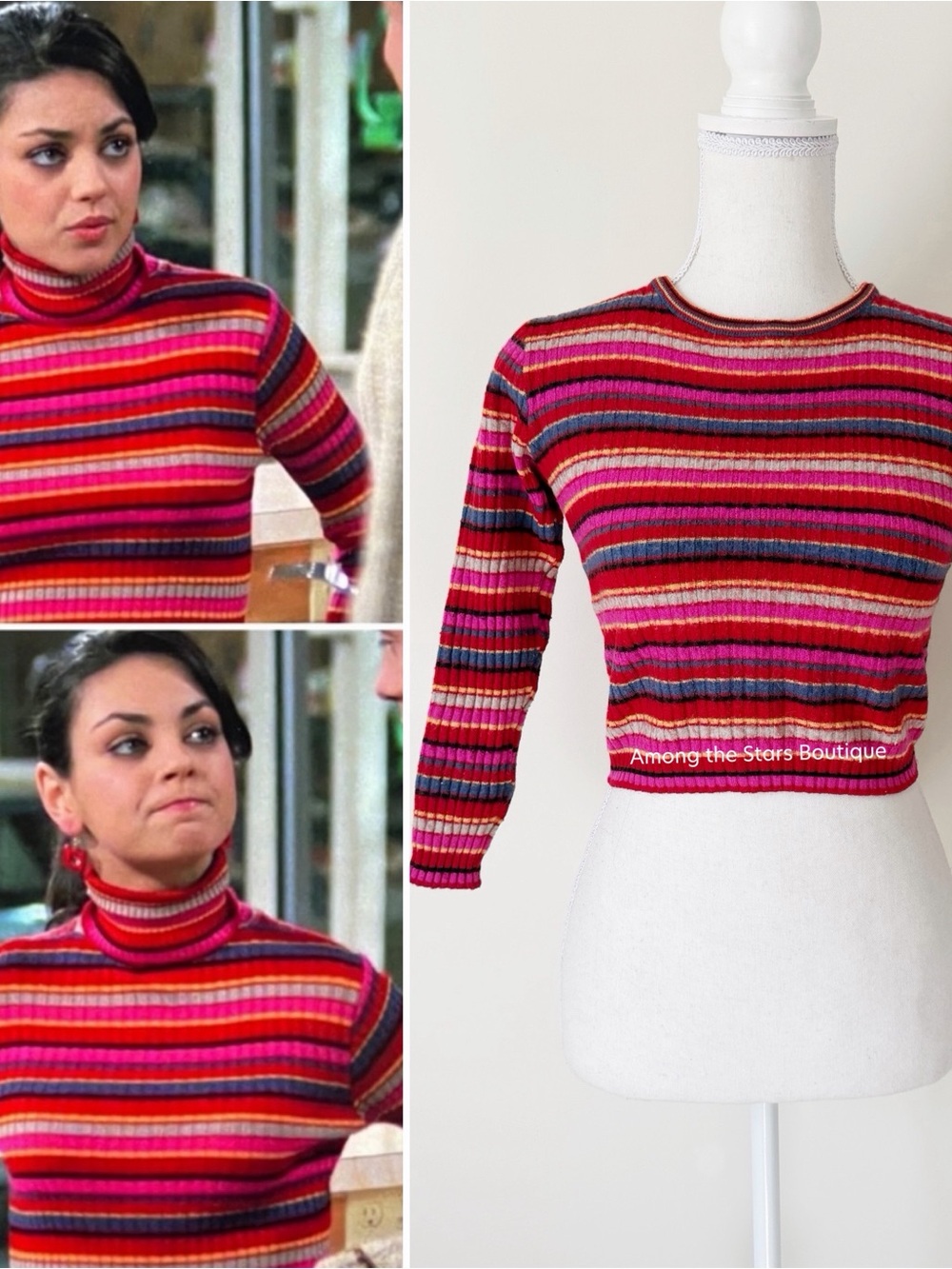 Rare 70s Vintage Striped Crop Top Alt. ASO Jackie Burkhart from That 70s Show